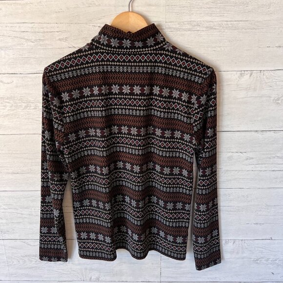 Lou & Grey Top Womens Size Large Feel Good Zip Soft Stretch Fair Isle Design - Picture 11 of 13